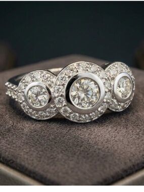 Heirloom / Estate 1.80 CTTW Custom Deco Diamond Ring - 14K White Gold